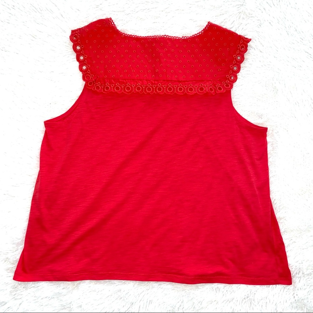 ๐HOST PICK | Boden โข Nella Eyelet Embroidered Jersey Sleeveless Top- Sunset - Picture 8 of 9